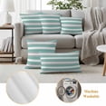 thumbnail image 6 of Aqua Grey Stripe Outdoor Waterproof Pillow Covers, Minimalist Farmhouse Striped Decorative Rectangle Throw Pillowcase Sofa Cushion Sham for Patio/Couch/Chair, 20"x12" 2 Pack, 6 of 8