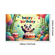 LUUFILx Panda Birthday Backdrop Banner for Kids Party Supplies Happy Birthday Decorations with Balloons and Flowers Party Decor Background Props