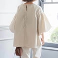 thumbnail image 4 of FcBaudy Hauts pour Femmes, Chemises pour Femmes, Manches Courtes Col Rond Blouses & Chemises d'Été Unies Chemises Amples Manches Bouffantes Manches Courtes Col Rond Blouses pour Femmes, 4 of 4