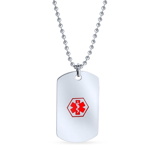 Bling Jewelry Stainless Steel Diabetic Medical Alert ID Dog Tag