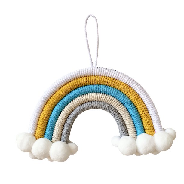 Colgante de decoración de habitación para niños, colgante de decoración de pared de arco iris de nubes tejidas Wmkox8yii fhajkh1039