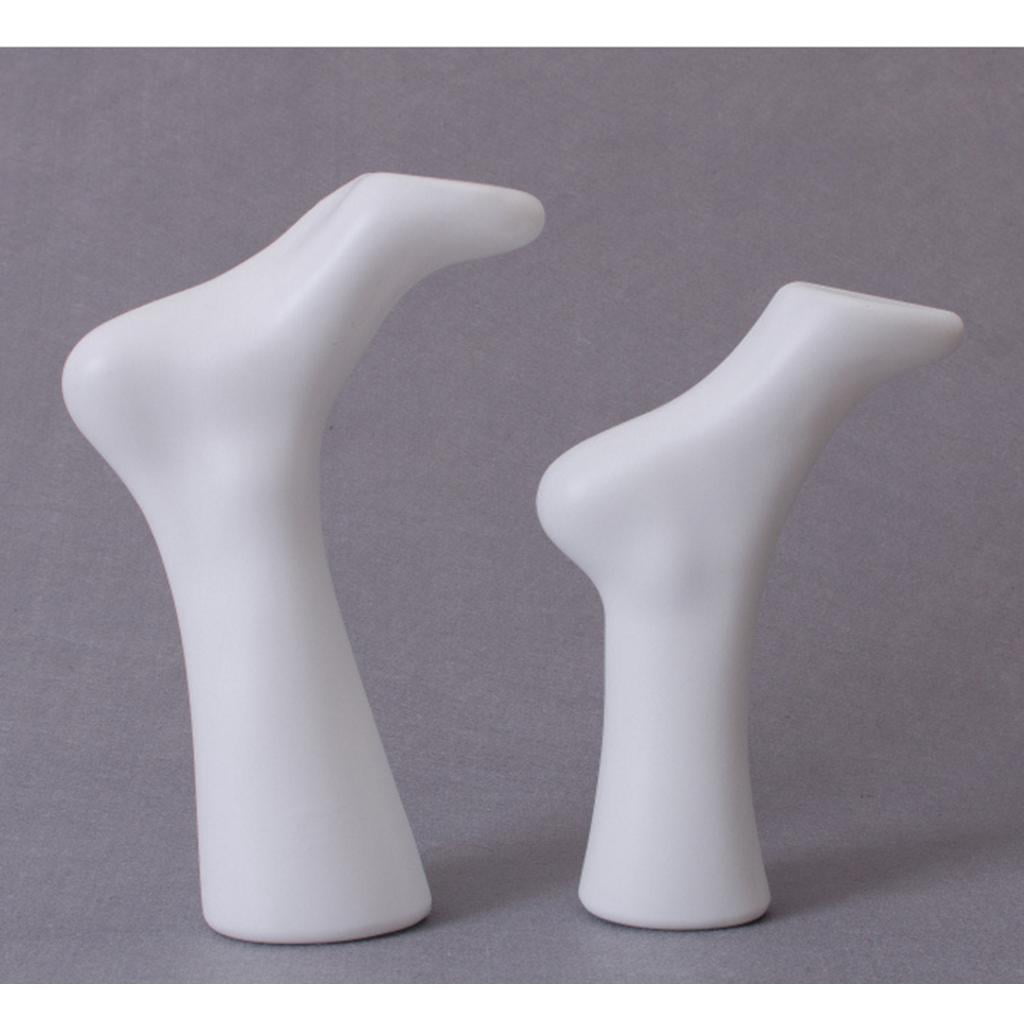 Dualoai Set of Adult Foot Plastic Mannequin For Sock Sox Display Male & Female White as