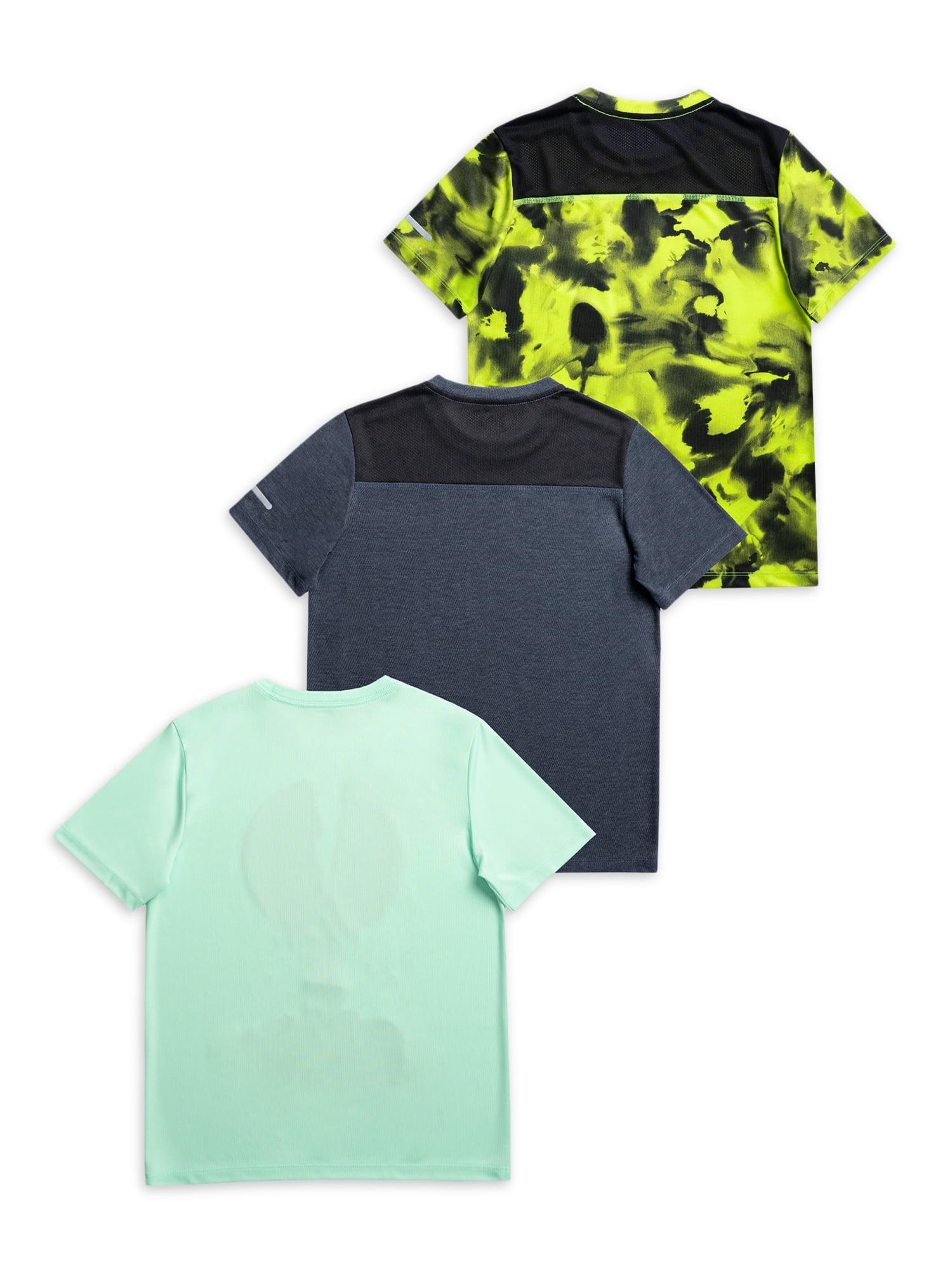Athletic Works Boys Active Solid and Print Short Sleeve T-Shirts, 3-Pack, Sizes 4-18 & Husky