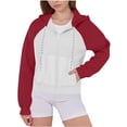 thumbnail image 5 of Womens Fall Jackets Women's Zip Up Hoodies Sweatshirts Clothes Teen Girl Fall Casual Drawstring Jackets With Pockets Overcoat Jackets for Women Sweatshirt for Women Open Front Cardigan for Women, 5 of 8