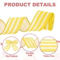 thumbnail image 5 of 12 Yards x 2" Striped Ribbon Yellow and White Wired Ribbon Linen Gift Wrapping Ribbon for Christmas Craft Birthday Wedding Festival Wreath, 5 of 7