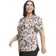 thumbnail image 4 of Cherokee Infinity Scrubs Top For Women V-Neck Print Plus Size CK634, 3XL, Floral Camo-tion, 4 of 5