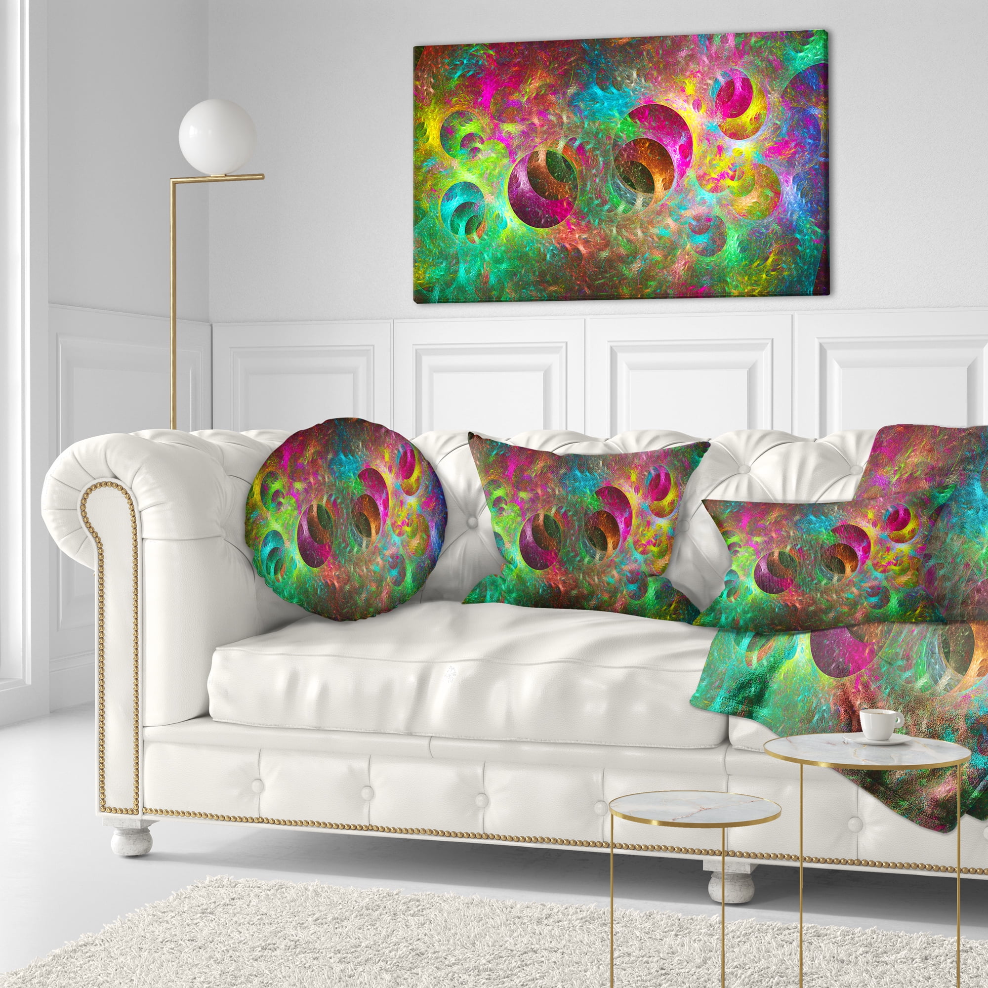 Designart Multi Color Fractal Glass Texture - Abstract Throw Pillow - 12x20