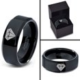 thumbnail image 4 of Tungsten Diamond Gemstone Adamantine Isometric Crystal Band Ring 8mm Men Women Comfort Fit Black Beveled Edge Polished, 4 of 4