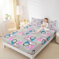 thumbnail image 3 of Castle Fairy Abstract Overlap Circle King Sheets 4pcs,Geometric Rounded Rectangle Bedding,Hot Pink Cyan Gray,1 Flat Sheet, 1 Fitted Sheet and 2 Pillowcases, 3 of 7