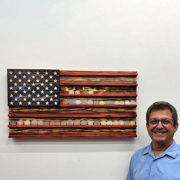 American Flag Challenge Display, Handmade Memorial Stand, Tabletop Coin Collection Rack, Multi-Layer