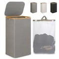 thumbnail image 1 of Cesta de lavandería ieGrow 110 L con tapa, asa y bolsa extraíble, color gris, 1 of 7