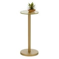 thumbnail image 4 of mDesign Metal and Glass Top Round Accent Side/End Drink Table - Soft Brass, 4 of 7