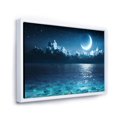 thumbnail image 2 of Designart Lune romantique sur la mer d'un bleu profond I ART MURAL À CADRE FLOTTÉ, 2 of 4