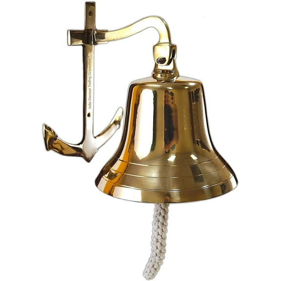 Ships Bell - Large - Solid Brass W/mounting Bracket and Anchor New