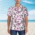 thumbnail image 2 of Pofeuu Orchids Flowers Print Hawaiian Shirt for Men Sleeves Casual Button Down Summer Beach Dress Shirts T-Shirts,Small, 2 of 7