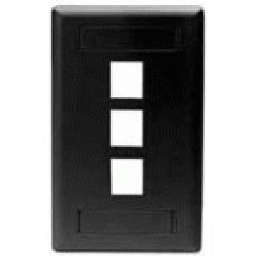 Hubbell IFP13BK Flush Phone/Data/Multimedia Wall Plate, 1 Gang, 3 Port, Black (Pack of 25)