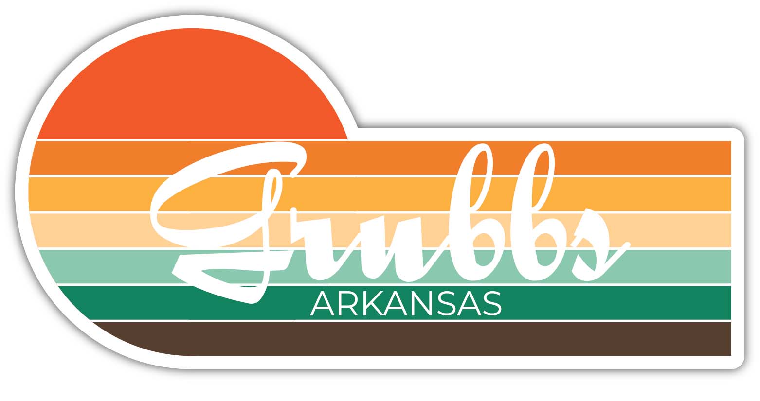 Grubbs Arkansas 2 x 1.25 Inch Sticker Retro Vintage Sunset City 70s