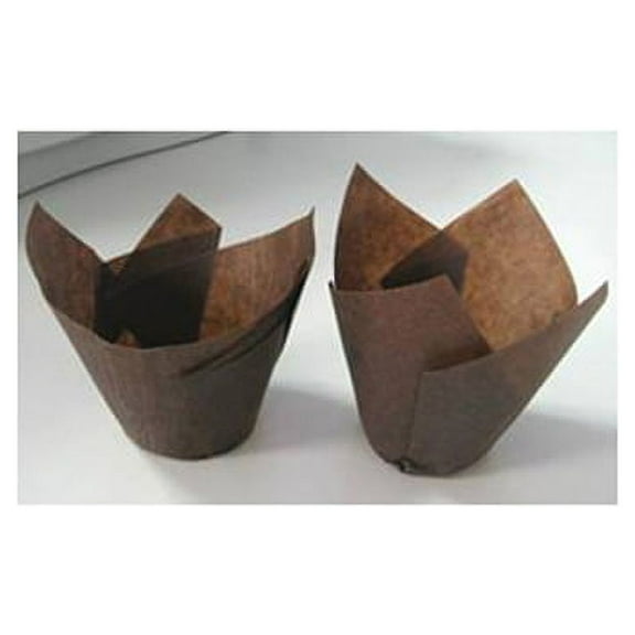 Novacart Brown Tulip Disposable Baking Cup  2-3/4" to 4" High, Case Of 2000