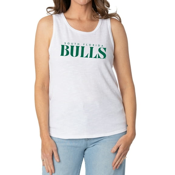 Women's White South Florida Bulls Blake Sandwash Rib-Knit Tri-Blend Tank Top
