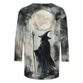 thumbnail image 5 of Kilaqueen Cute Funny Halloween Shirts for Women Plus Size 3/4 Length Sleeve Crew Neck Womens Tops Vintage Festival Witch Graphic Tunic Tops, 5 of 5