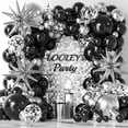 thumbnail image 1 of Kit de guirnaldas con forma de arco de globos LOOLEY, negro y plateado, 137 piezas con estrellas, 1 of 7