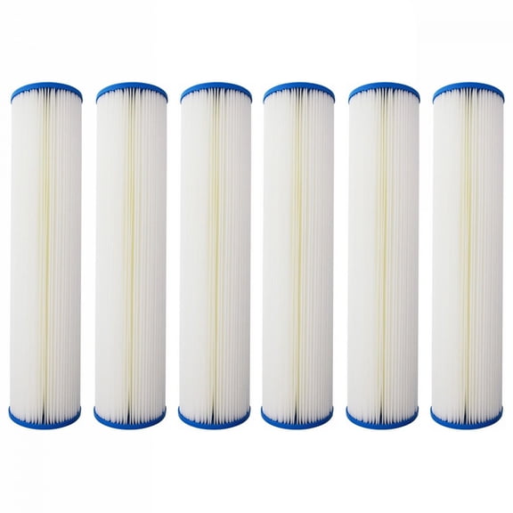 Tier1 20 Micron 20 Inch x 4.5 Inch | 6-Pack Pleated Polyester Whole House Sediment Water Filter Replacement Cartridge | Compatible with Pentek ECP20-20BB, Hydronix SPC-45-2020, Home Water Filter
