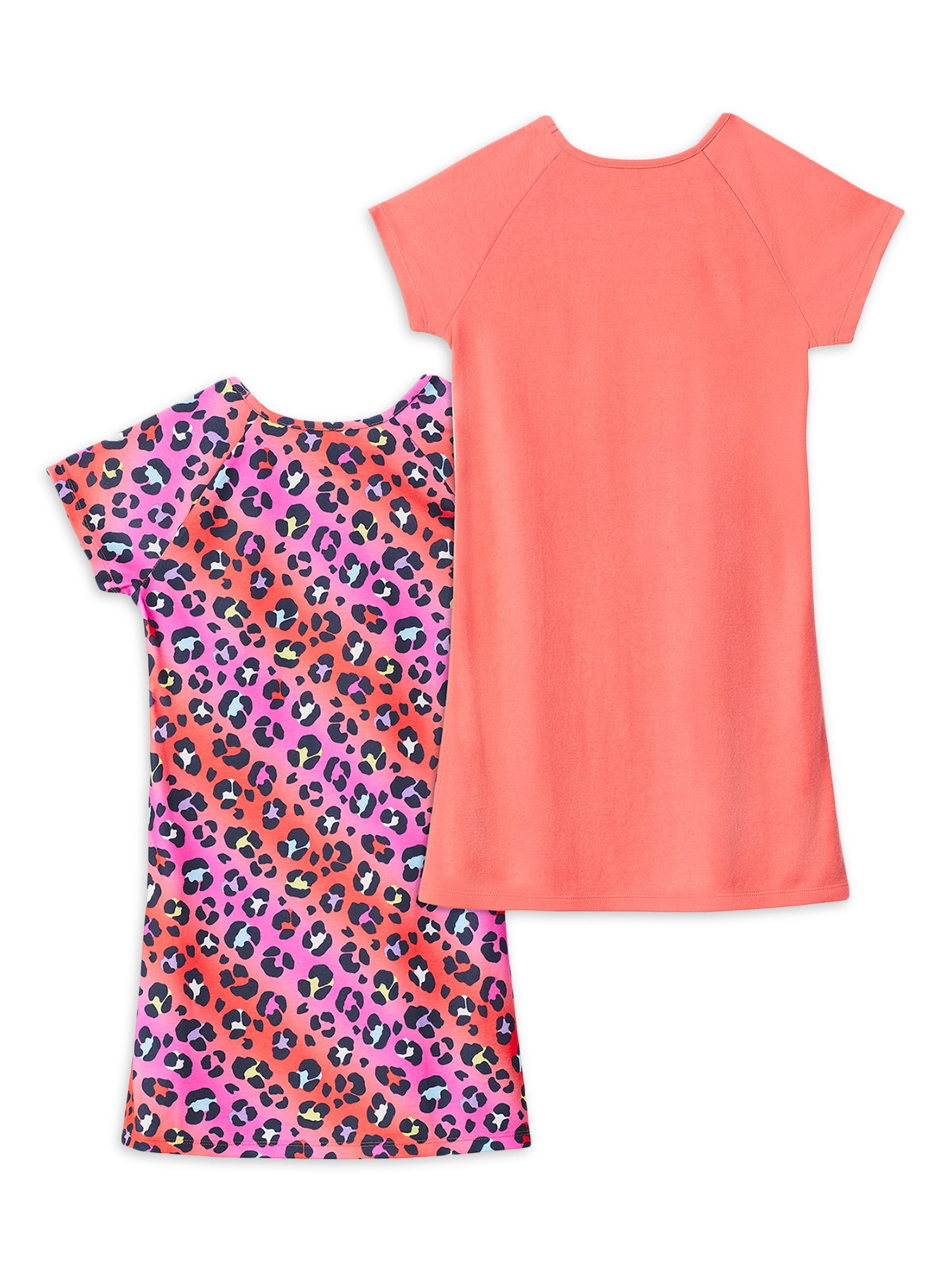 Wonder Nation Girls Short Sleeve Nightgown, 2-Pack, Size 4-18 & Plus