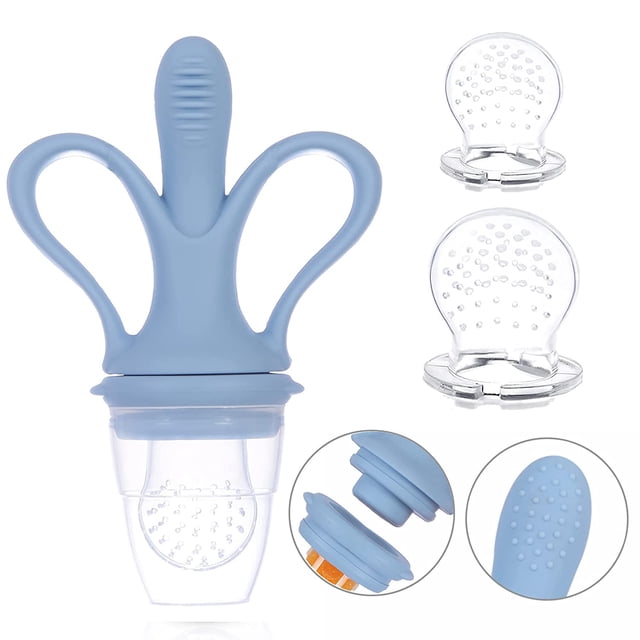 Alimentador de frutas para bebés, chupete de malla de plátano Comida fresca para niños pequeños, bebés de más de 3 meses Alimentación Suministros para comer Juguetes para la dentición de silicona Xemadio WRLF-538-4