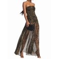 thumbnail image 4 of Women'S Summer Tube Top Dress Strapless Backless Mesh Patchwork High Slit Maxi Party Dress Black L, 4 of 9