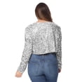 thumbnail image 2 of Women's Plus Size Sequin Metallic Open Front Bolero Blazer Shrug, Silver, X-Large, 2 of 3