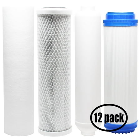 

12-Pack Replacement for Filter Kit for Expres Water RO5DXC RO System - Includes Carbon Block Filter PP Sediment Filter GAC Filter & Inline Filter Cartridge - Denali Pure Brand