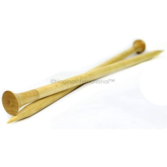 Nagina International US Size 19-10" Rosewood & Maple Crafted Premium Yarn Knitting Needles | Stitching Accessories & Supplies (16mm, Maple)