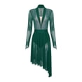 thumbnail image 3 of inlzdz Women Lyrical Dance Dress Long Sleeve Shiny Rhinestones Figure Skating Modern Dance Performance Dresses Green M, 3 of 5