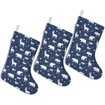 3 Pcs Christmas Stockings,Dark Blue Christmas Animal Pattern Stockings Christmas,14.8'' Xmas Stockings,Christmas Party Favors,Christmas Party Decorations,Christmas Stockings Personalized