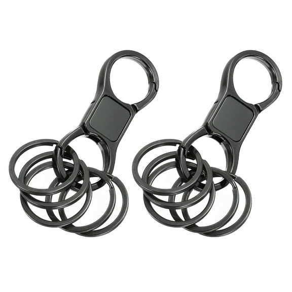 Uxcell 2 Pcs Quick Release Keychain, Heavy Duty Keychain with 10 Key Rings Detachable Car Keychains Clip Organizer for Man, Light Black