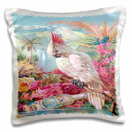3dRose Florida Water Perfume Poster with Roses, a Palm Tree and a Cockatoo, Pillow Case, 16 by (Best Palm Trees For Central Florida)