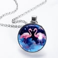 thumbnail image 2 of Flamingo Glass Design Circular Pendant Necklace - Elegant Jewelry Piece, 2 of 5