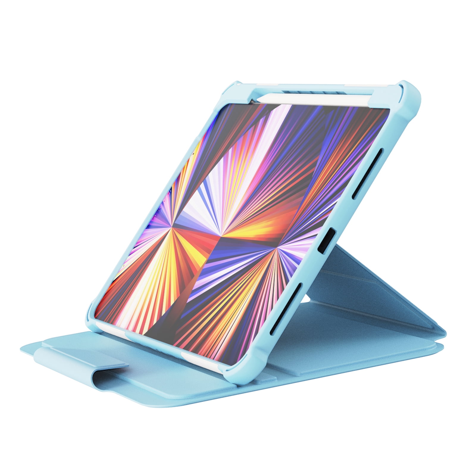Dteck Case for iPad Pro 11" 4th/3rd/2nd/1st Gen (2022/2021/2020/2018),iPad Air 5th 4th Gen Magnetic Leather Shockproof Rubber Rugged Case Rotatable Kickstand with Pencil Holder Heavy Duty Cover,Blue