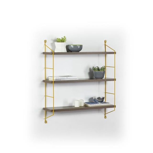 Furnia HD-ON35RF-NEE-SH-191102 Neelix Triple Shelf, Walnut & Yellow
