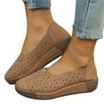 thumbnail image 4 of hopeusnice Women's Summer Flat Shoes Breathable Comfortable Slip On Loafers Perforated Flats Walking Shoes Ladies Low Heel Buckle Buckle Coffee 43, 4 of 9