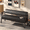 Black, variant on 58.27" Diamond Quilted PU Faux Leather Waiting Bench with Wood Armrests, Upholstered Reception Bench for Salon Lobby Office, Black