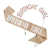 1 Set Birthday Girl Headband Tiara for Women Rhinestone Happy Birthday Rose Gold Tone Assorted Color