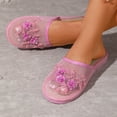 thumbnail image 4 of Dakaela Women's Fishnet Mesh Flat Sandals Closed Toe Slip on Mule Slides with Flower Backless Loafers Summer Shoes Size 6-9, 4 of 7