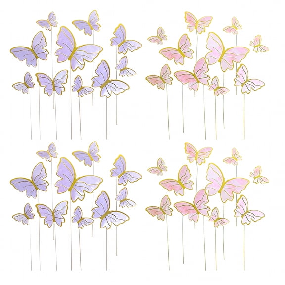 FEZOR 200pcs Butterflies Cake Picks Butterflies Cupcake Toppers Wedding Birthday Decorations