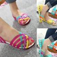 thumbnail image 2 of 2022 Summer Women"s Beach Flat Sandals Colorful Open Toe Jelly Cutout FlatsGift, 2 of 3