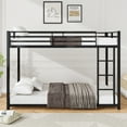 thumbnail image 3 of Gewnee Twin Size Steel Bunk Bed with Guardrail & Ladder, Sturdy Low-Profile Design for Space-Saving Bedroom Use, 3 of 14