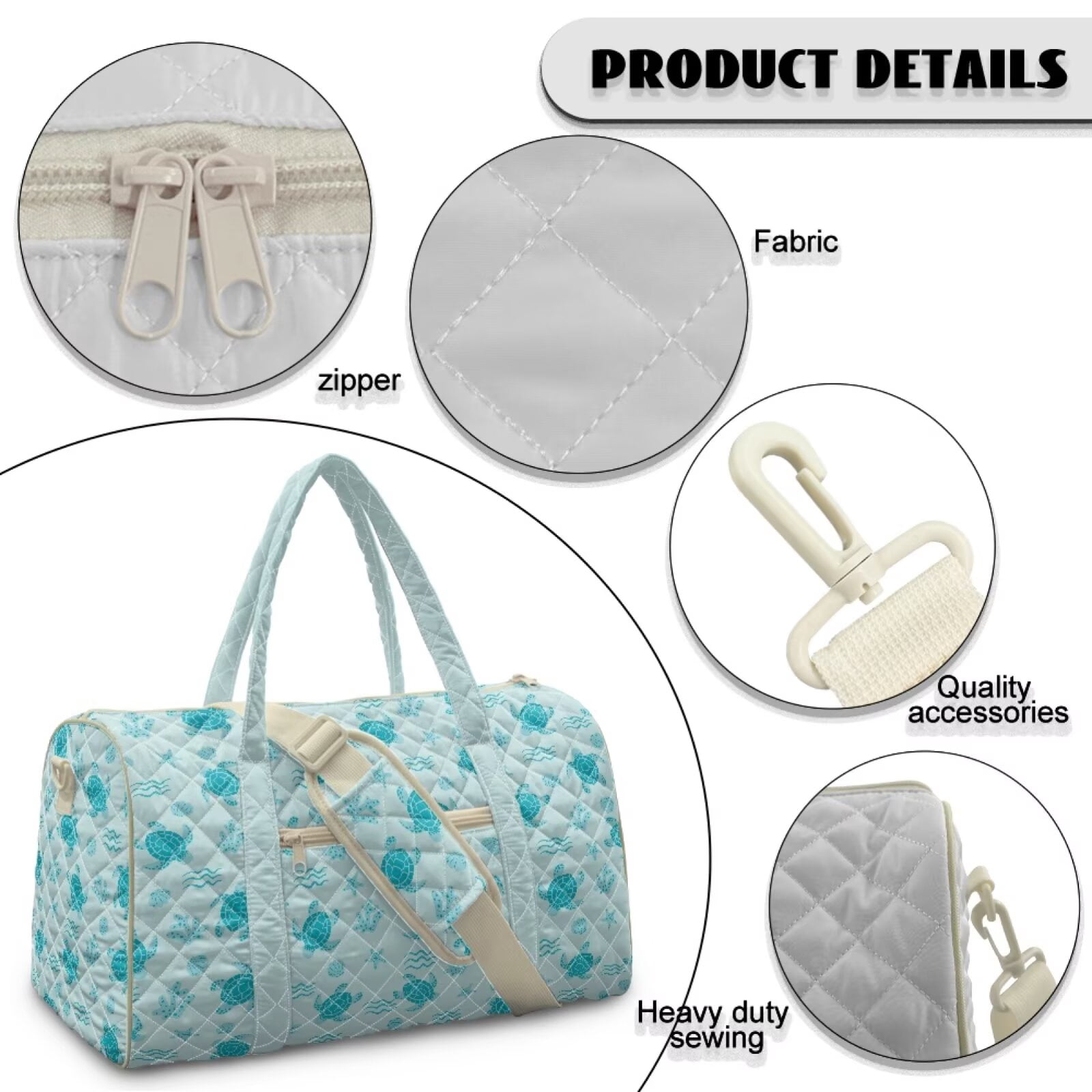 Chririnla Turtles in Water Print Airline Approved Carry On Bag for Women Soft Weekender with Fit Under Seat Design & Smooth Zipper Pocket Travel