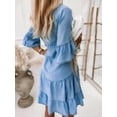 thumbnail image 3 of Women's Denim Dress Doll Layered Short Sleeved Button Denim Shirt Dress  Elegant & Trendy Fashion, 3 of 6