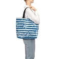 thumbnail image 3 of Sigee Ocean on Striped Print Large Capacity Zippered Tote Bag - Durable, Stylish and Versatile for Everyday Use, 3 of 9