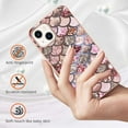 thumbnail image 3 of Feishell for iPhone 15 Case, [Raised Lip Screen Drop Protection] Marble Shockproof Protective Slim Glossy Stylish TPU Durable Phone Cover For iPhone 15, Powder Flake, 3 of 5